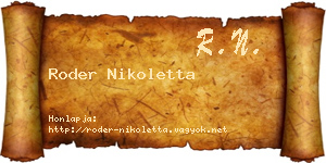 Roder Nikoletta névjegykártya